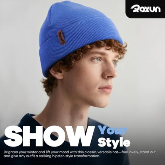 Unisex Knit Cuffed Beanie Winter Hat Soft Warm Skull Cap - Picture 5 of 8